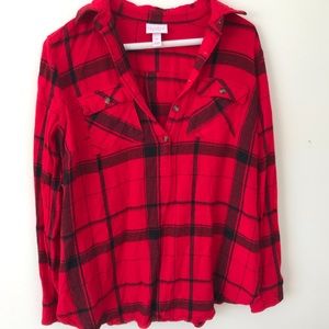 2/$10 Isabel & Ingrid Plaid Flannel Maternity Top